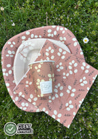 PartyBIO Set Fiori Bianchi, Set di Stoviglie Monouso biodegradabili per Feste con Piatti Carta, Bicchieri Carta, Tovaglioli.