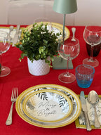 PartyBIO Merry & Bright , Set di Stoviglie Monouso biodegradabili per Feste con Piatti Carta, Bicchieri Carta, Tovaglioli.