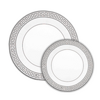 PartyBIO Greek Silver , Set di Stoviglie Monouso biodegradabili per Feste con Piatti Carta, Bicchieri Carta, Tovaglioli.