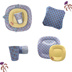 PartyBIO Tulipano, Set di Stoviglie Monouso biodegradabili per Feste con Piatti Carta, Bicchieri Carta, Tovaglioli.