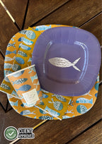 PartyBIO Oceano, Set di Stoviglie Monouso biodegradabili per Feste con Piatti Carta, Bicchieri Carta, Tovaglioli.