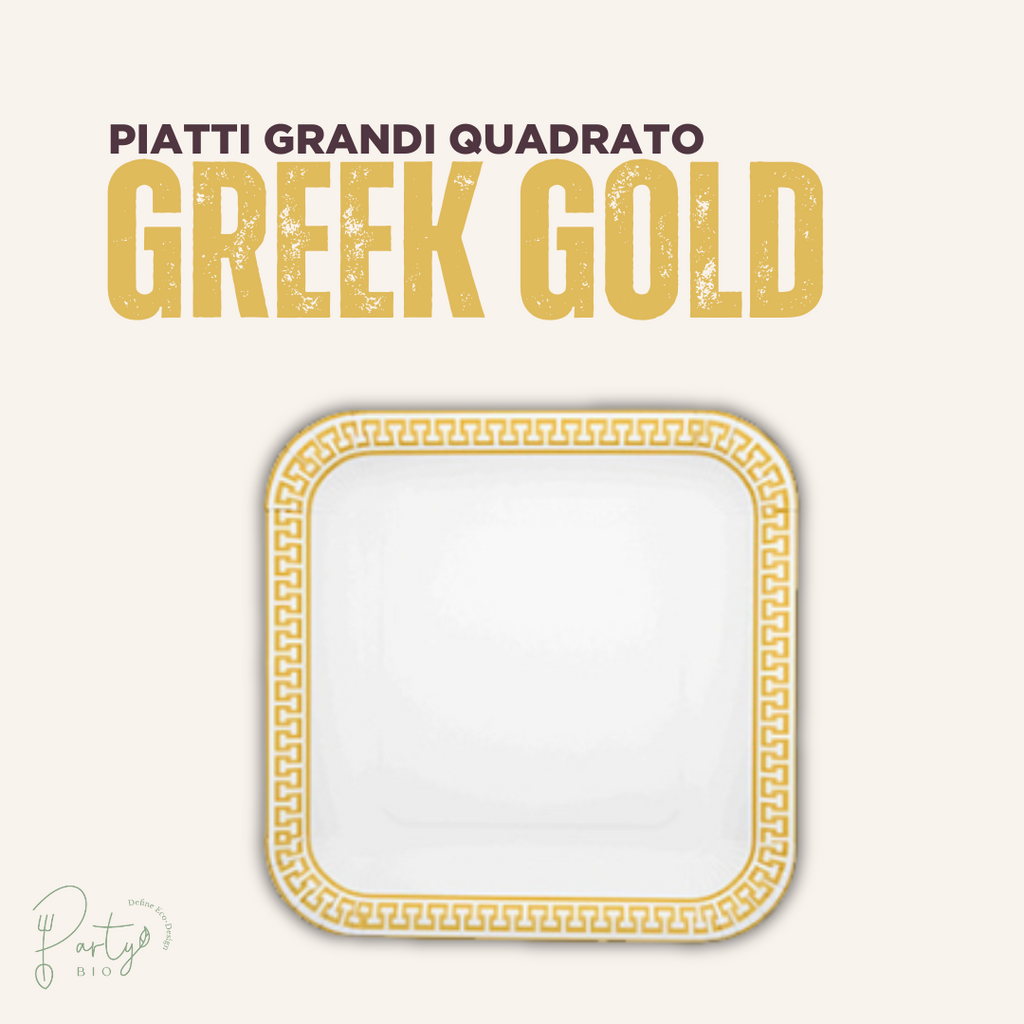 Piatti Grandi Greek Gold Quadrato • 8pz