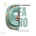 PartyBIO Faro, Set di Stoviglie Monouso biodegradabili per Feste con Piatti Carta, Bicchieri Carta, Tovaglioli.