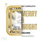 PartyBIO Merry & Bright , Set di Stoviglie Monouso biodegradabili per Feste con Piatti Carta, Bicchieri Carta, Tovaglioli.