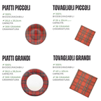 PartyBIO Tartan , Set di Stoviglie Monouso biodegradabili per Feste con Piatti Carta, Bicchieri Carta, Tovaglioli.