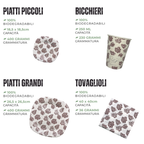 PartyBIO Corallo, Set di Stoviglie Monouso biodegradabili per Feste con Piatti Carta, Bicchieri Carta, Tovaglioli.