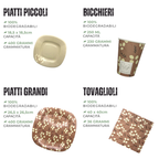 PartyBIO Set Fiori Bianchi, Set di Stoviglie Monouso biodegradabili per Feste con Piatti Carta, Bicchieri Carta, Tovaglioli.