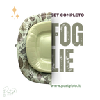 PartyBIO Foglie, Set di Stoviglie Monouso biodegradabili per Feste con Piatti Carta, Bicchieri Carta, Tovaglioli.