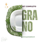 PartyBIO, Grano di Stoviglie Monouso biodegradabili per Feste con Piatti Carta, Bicchieri Carta, Tovaglioli.