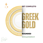 PartyBIO Greek Gold, Set di Stoviglie Monouso biodegradabili per Feste con Piatti Carta, Bicchieri Carta, Tovaglioli.
