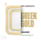 PartyBIO Greek Gold, Set di Stoviglie Monouso biodegradabili per Feste con Piatti Carta, Bicchieri Carta, Tovaglioli.