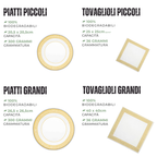PartyBIO Greek Gold, Set di Stoviglie Monouso biodegradabili per Feste con Piatti Carta, Bicchieri Carta, Tovaglioli.