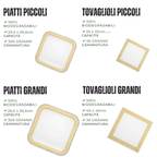 PartyBIO Greek Gold, Set di Stoviglie Monouso biodegradabili per Feste con Piatti Carta, Bicchieri Carta, Tovaglioli.