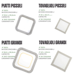 PartyBIO Greek Silver , Set di Stoviglie Monouso biodegradabili per Feste con Piatti Carta, Bicchieri Carta, Tovaglioli.