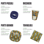 PartyBIO Oceano, Set di Stoviglie Monouso biodegradabili per Feste con Piatti Carta, Bicchieri Carta, Tovaglioli.