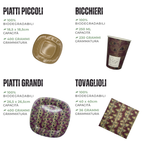 PartyBIO Pavone, Set di Stoviglie Monouso biodegradabili per Feste con Piatti Carta, Bicchieri Carta, Tovaglioli.